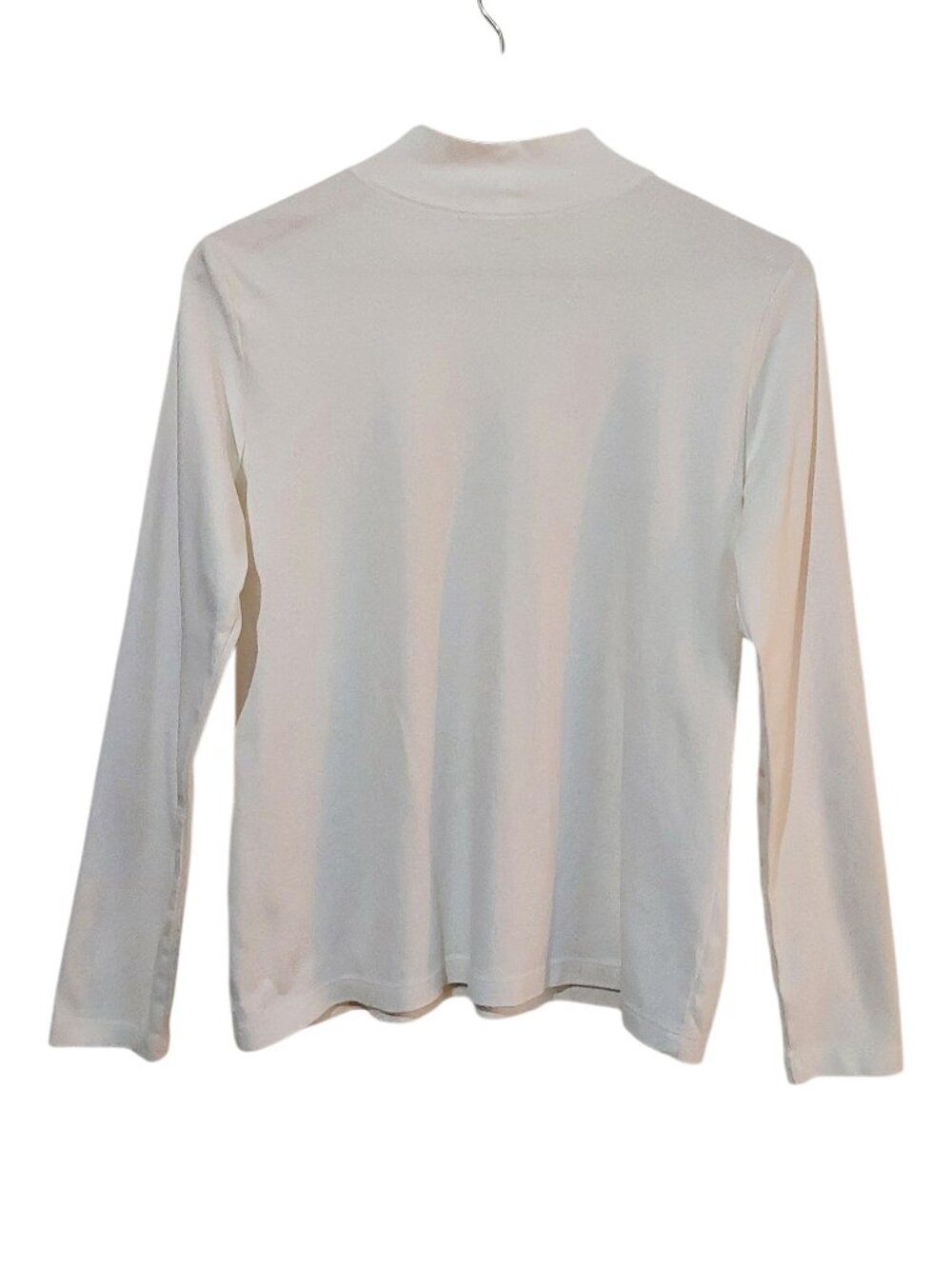L.L. Bean Like New Supima Cotton White Long-Sleeved Mock Turtleneck Tshirt M-Reg - Picture 4 of 5